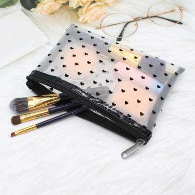 Cute Heart Print White Cosmetic Bag & Organizing Pouch