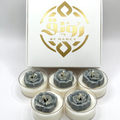 Tea Light Silver Candle With Scent Of Oud