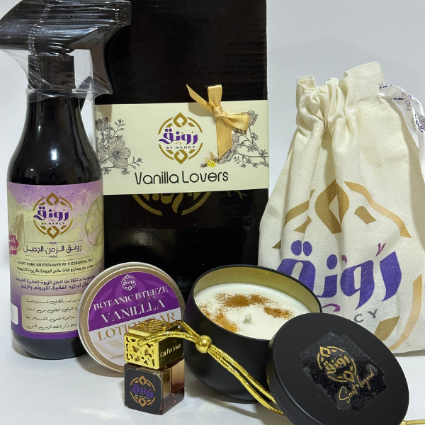 عشاق الفانيليا (لوشن، شمعة، معطرسيارة، معطر جو، حقيبة)