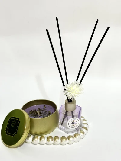 Reed stick diffuser set - Lavender with Candle