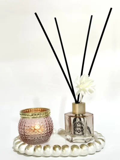 Read Stick Diffuser With Tea Light Candle &  Coaster -  Eucalyptus Scent