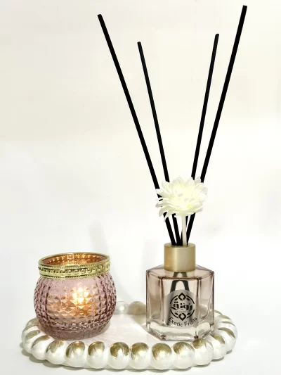 Read Stick Diffuser With Tea Light Candle &  Coaster -  Exotic Fruits Scent