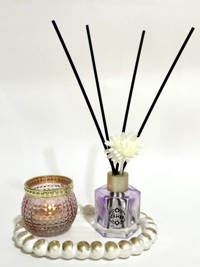 Read Stick Diffuser With Tea Light Candle &  Coaster -  Flowery Scent