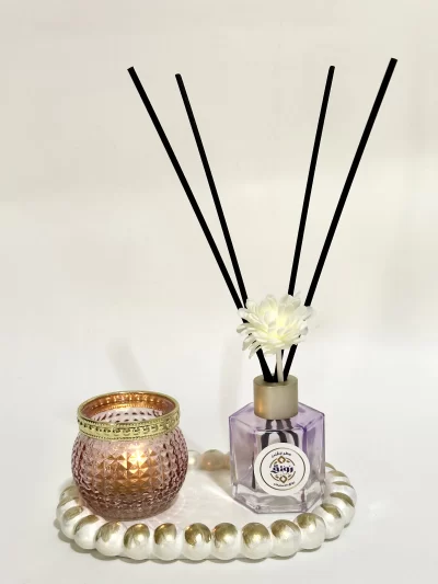 Read stick diffuser with tea light candle &  coaster - Lavander scent