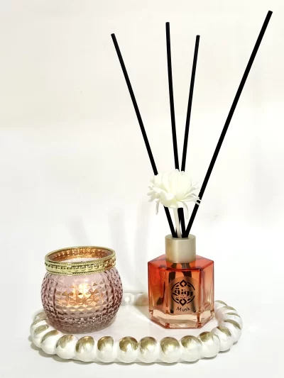 Read Stick Diffuser With Tea Light Candle &  Coaster -  Musk Scent