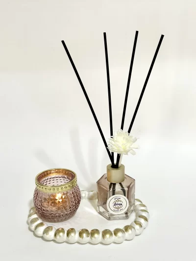 Read Stick Diffuser With Tea Light Candle &  Coaster -  Tobacco Scent