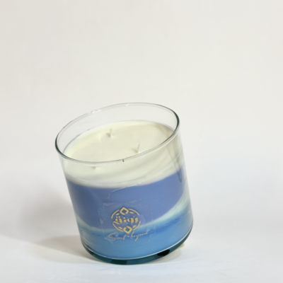 4 shades of blue Lavender candle