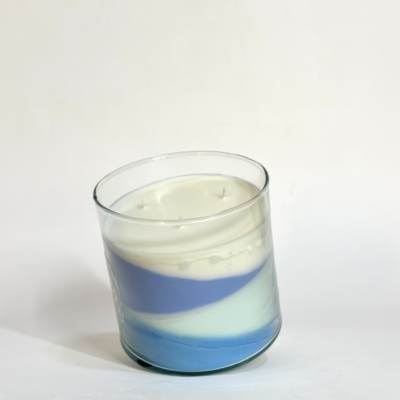 4 shades of blue Lavender candle