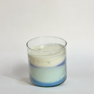 4 shades of blue Lavender candle