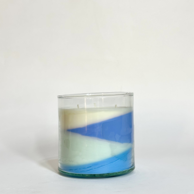 4 shades of blue Lavender candle