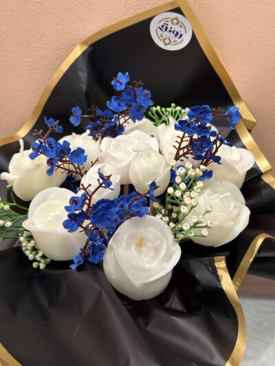 White Blue Candle Bouquet