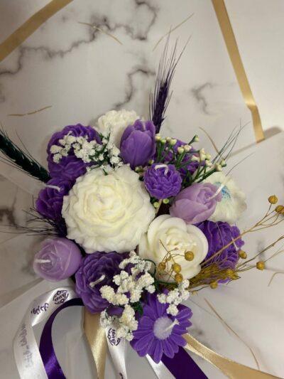 White Purple Candle Bouquet