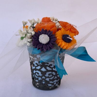 Orange Soy Candle Bouquet in Basket