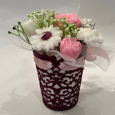 Pank Soy Candle Bouquet in Basket