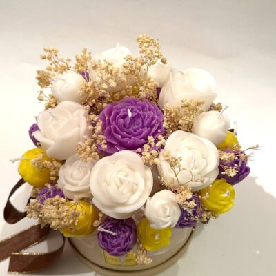 Purple Yellow White Candle Bouquet