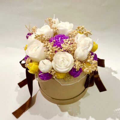 Purple Yellow White Candle Bouquet