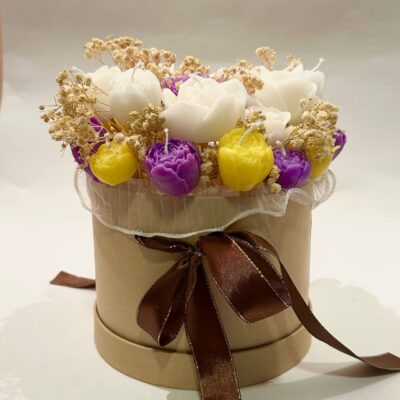 Purple Yellow White Candle Bouquet