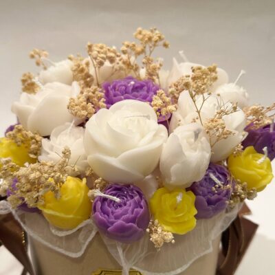 Purple Yellow White Candle Bouquet