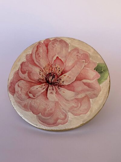 Unique pink rose and White Concrete Coaster