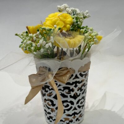 different flowers Soy Candle Bouquet in Basket