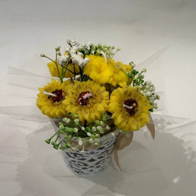 different flowers Soy Candle Bouquet in Basket