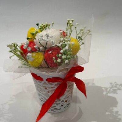 different flowers Soy Candle Bouquet in Basket