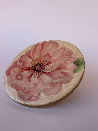 Unique pink rose and White Concrete Coaster